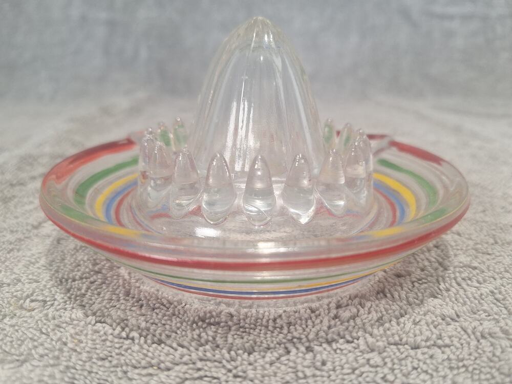Vintage Anchor Hocking Citrus Juicer Reamer Rainbow Ring 7.5" 1950s Excellent!